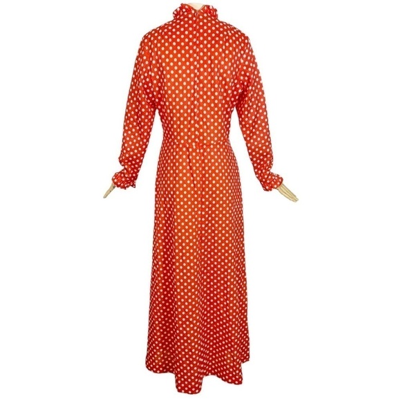 Vintage Unbranded Handmade 1960s Polka Dot Maxi Dress Size Large - Picture 4 of 8